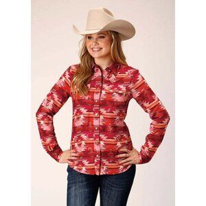 Roper Womens Western Snap Button Shirt Aztec Print Long Sleeve S Cotton Blend Re